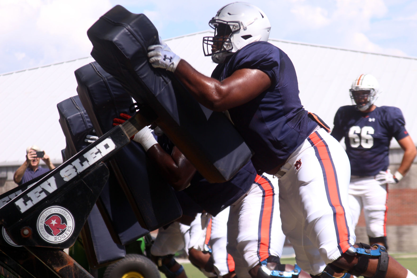 Auburn football practice on the first day of full pads